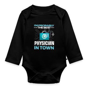 Médecin généraliste Docteur Stéthoscope - Body Bébé bio manches longues - noir - Devant