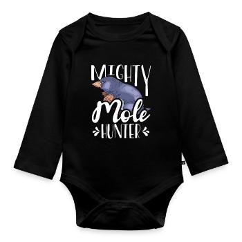 Puissant chasseur de taupes - Body Bébé bio manches longues - noir - Devant