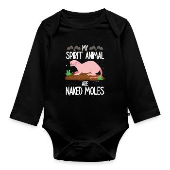 My spirit animal is the naked mole rat - Organic Longsleeve Baby Bodysuit - black - Front