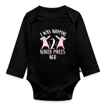 Two dabbing naked moles - Organic Longsleeve Baby Bodysuit - black - Front