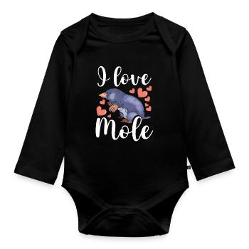 J’aime la taupe - Body Bébé bio manches longues - noir - Devant