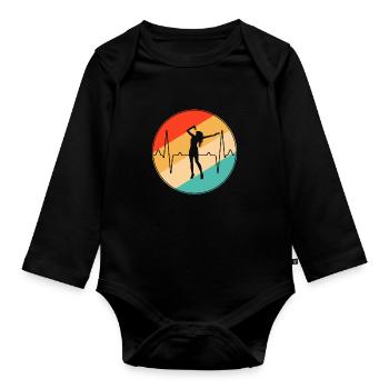 Chanter Retro Heartbeat - Body Bébé bio manches longues - noir - Devant