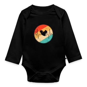 Écureuil Retro Heartbeat - Body Bébé bio manches longues - noir - Devant