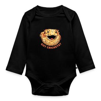 Bartagame Got Crickets? Bartagamen - Baby Bio-Langarm-Body - Schwarz - Vorne