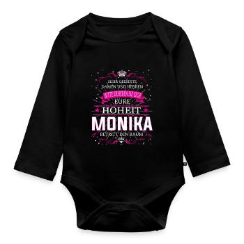Eure Hoheit Monika betritt den Raum - Baby Bio-Langarm-Body - Schwarz - Vorne