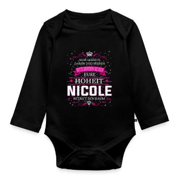 Eure Hoheit Nicole betritt den Raum - Baby Bio-Langarm-Body - Schwarz - Vorne