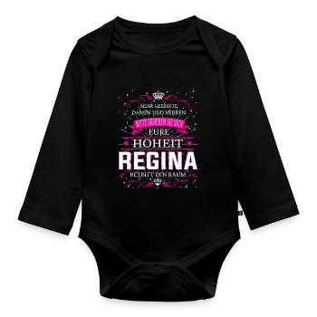 Eure Hoheit Regina betritt den Raum - Baby Bio-Langarm-Body - Schwarz - Vorne