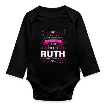 Eure Hoheit Ruth betritt den Raum - Baby Bio-Langarm-Body - Schwarz - Vorne