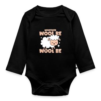 Sheep wool puns - Organic Longsleeve Baby Bodysuit - black - Front