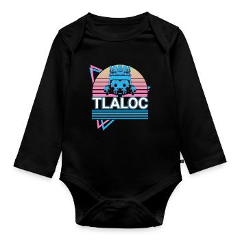 Tlaloc Aztekischer Gott des Regens Retro - Baby Bio-Langarm-Body - Schwarz - Vorne