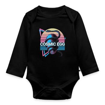 Symbol of cosmic egg production World Egg R - Organic Longsleeve Baby Bodysuit - black - Front