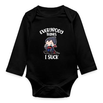 Tout le monde pense que je suce un cadeau de vampire - Body Bébé bio manches longues - noir - Devant