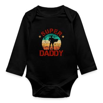 Your father is your hero! - Organic Longsleeve Baby Bodysuit - black - Front
