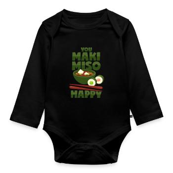 Maki & Miso - Japanisches Essen - Baby Bio-Langarm-Body - Schwarz - Vorne