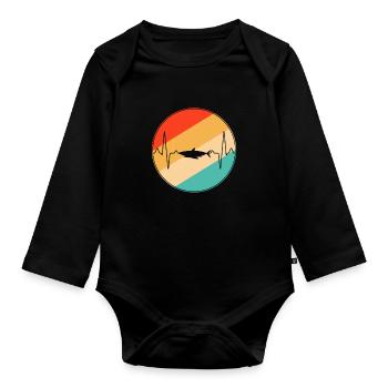 Hai Retro Herzschlag - Baby Bio-Langarm-Body - Schwarz - Vorne