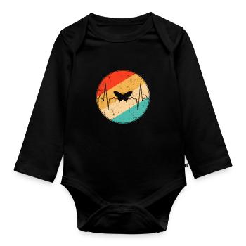Butterfly Retro Heartbeat - Organic Longsleeve Baby Bodysuit - black - Front