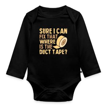 Sicher Kann Ich Das Beheben, Wo Ist Das Klebeband - Baby Bio-Langarm-Body - Schwarz - Vorne