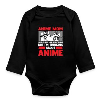 anime merch Anime anime mom Geschenk - Baby Bio-Langarm-Body - Schwarz - Vorne