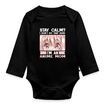 anime merch Anime anime mom Geschenk - Baby Bio-Langarm-Body - Schwarz - Vorne