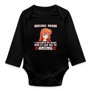 anime merch Anime anime mom Geschenk - Baby Bio-Langarm-Body - Schwarz - Vorne