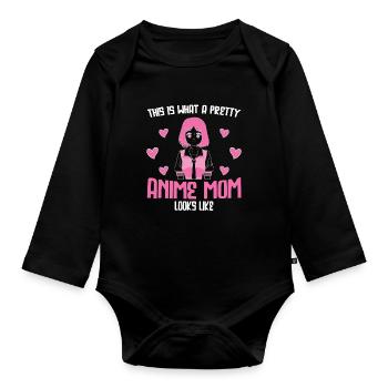 anime merch Anime anime mom Geschenk - Baby Bio-Langarm-Body - Schwarz - Vorne