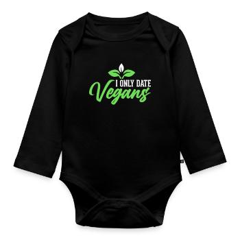 Je ne sors qu’avec des végétaliens - végétaliens - Body Bébé bio manches longues - noir - Devant