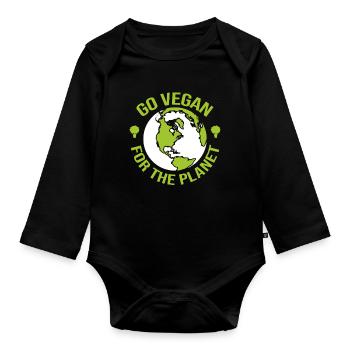 Devenez végétalien pour la planète - Activiste - Body Bébé bio manches longues - noir - Devant