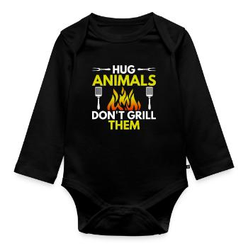 Ne pas griller les animaux - végétalien - Body Bébé bio manches longues - noir - Devant