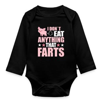 Ich Esse Nichts Was Furzt - Lustig Vegan - Baby Bio-Langarm-Body - Schwarz - Vorne