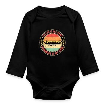 Drachenbootrennen Drachenboot Drums - Baby Bio-Langarm-Body - Schwarz - Vorne