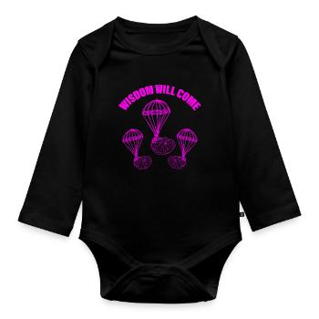 Sarcasm Wisdom Becomes Coming Brain Know-it-All - Organic Longsleeve Baby Bodysuit - black - Front