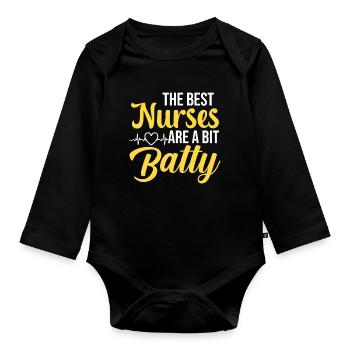 Les meilleures infirmières sont un peu folles - Body Bébé bio manches longues - noir - Devant