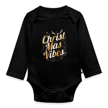 Christmas Vibes Logo For Christmas - Organic Longsleeve Baby Bodysuit - black - Front