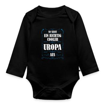 Uropa Familie Urgroßvater Geschenk - Baby Bio-Langarm-Body - Schwarz - Vorne