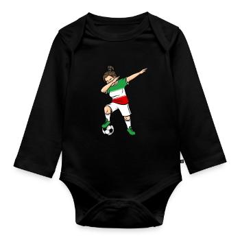 Dabbing Soccer Player Girls Iran Soccer - Organic Longsleeve Baby Bodysuit - black - Front