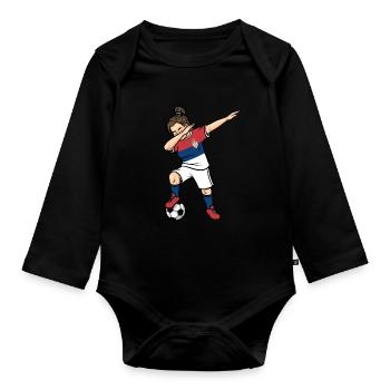 Dabbing Soccer Player Girls Serbia Soccer - Organic Longsleeve Baby Bodysuit - black - Front