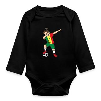 Dabbing Footballeur Fille Sénégal Football - Body Bébé bio manches longues - noir - Devant