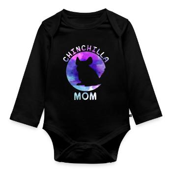 Chinchilla Mom - süßes Chinchilla design - Baby Bio-Langarm-Body - Schwarz - Vorne