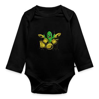 Batterie Batteur Batteur Cactus - Body Bébé bio manches longues - noir - Devant