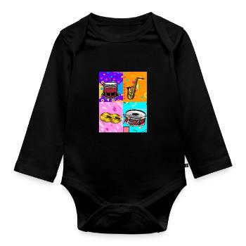 Spielmannszug Batterie Pop Art - Body Bébé bio manches longues - noir - Devant