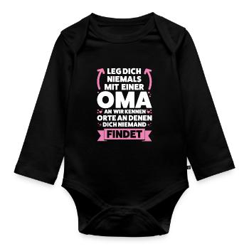 Oma Großmutter Großmütter Geschenk - Baby Bio-Langarm-Body - Schwarz - Vorne