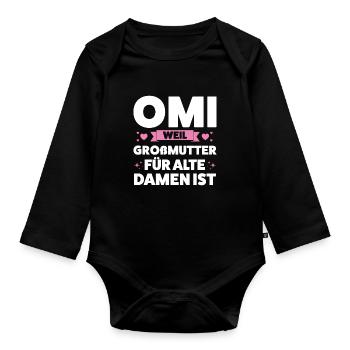Oma Großmutter Omas Geschenk - Baby Bio-Langarm-Body - Schwarz - Vorne