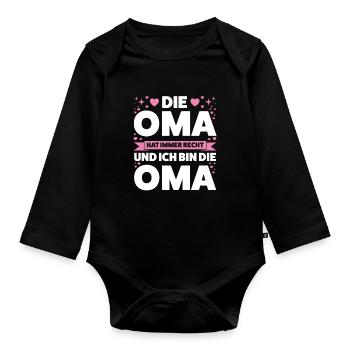 Oma Großmutter Omas Geschenk - Baby Bio-Langarm-Body - Schwarz - Vorne