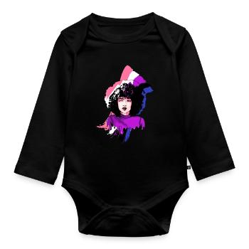 Afro Girl Genderfluid Flagge Schwarze Geschichte M - Baby Bio-Langarm-Body - Schwarz - Vorne