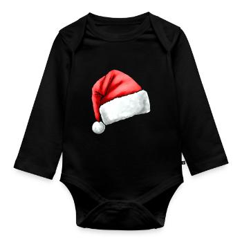 Santas Hat Christmas - Baby Bio-Langarm-Body - Schwarz - Vorne