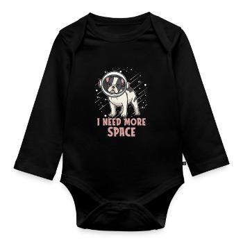 French Bulldog Astronaut I Need More Space - Organic Longsleeve Baby Bodysuit - black - Front