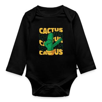 Jardin de cactus - Body Bébé bio manches longues - noir - Devant