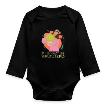 Cactus Garden - Organic Longsleeve Baby Bodysuit - black - Front