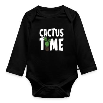 Cactus Garden - Organic Longsleeve Baby Bodysuit - black - Front