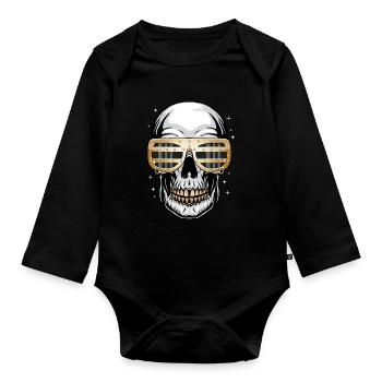 New Money Aesthetics Gothic Skull Goth - Organic Longsleeve Baby Bodysuit - black - Front